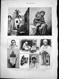Antique Old Print French Tunis Arab Life Tunisian Woman Child Arab Steed 1881