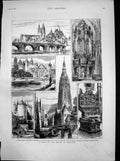Antique Old Print South Holland Breda Minster Roermond Organ Bois Le Duc 1881