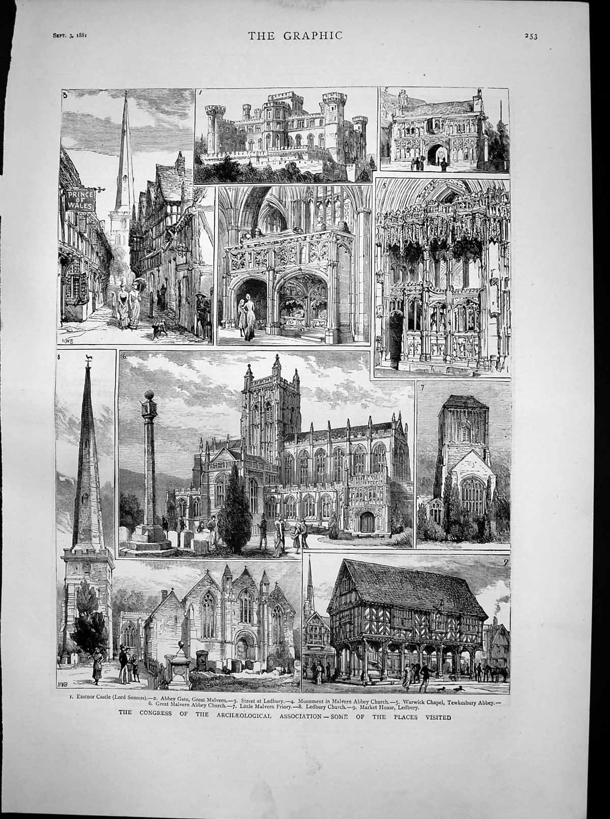 Antique Print Congress Archaeological Association Malvern Abbey Church1881 19th