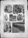 Old Antique Print Royal Review Scottish Volunteers Edinburgh Raining 1881 19th