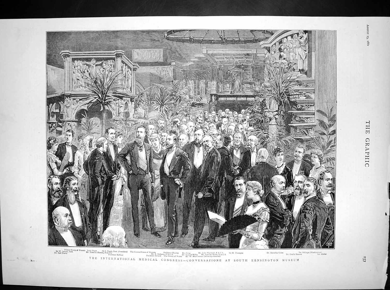 Antique Old Print International Medical Congress South Kensington Museum 1881