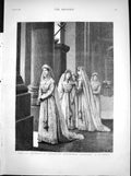 Old Antique Print Rome Procession Ammantate Matrimonial Candidates 1881 19th