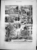 Old Print Prince Princess Wales Brighton Childrens Hospital Aquarium1881 19th
