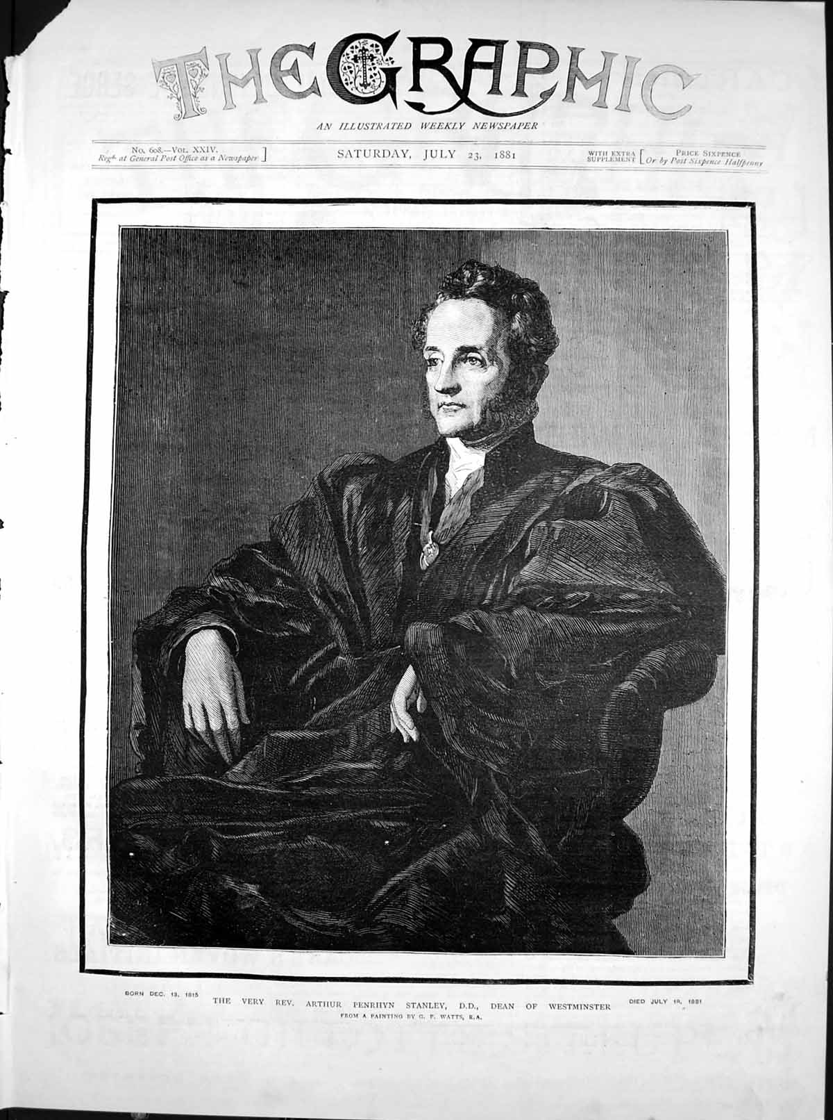 Old Antique Print Rev Artur Penrhyn Stanley Dd Dean Westminster 1815-1881 19th