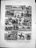 Antique Old Print Volunteer Review Notes Railway Drinking Trough Duke 1881 19th