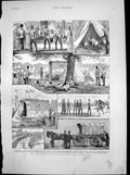 Old Antique Print Volunteer Review Ambulance Waggon Field Hospital 1881 19th