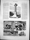 Old Print Memorial Prince Imperial Chiselhurst Badger Hunting Dorset1881 19th