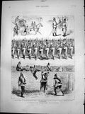 Antique Old Print Field Day With Volunteers Going Station Salute Officer 1881