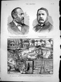 Antique Old Print Small Pox Epidemic St Pancras Hospital Camp Finchley 1881