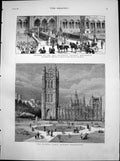 Old Print Victoria Gardens Westminster University College Nottingham1881 19th