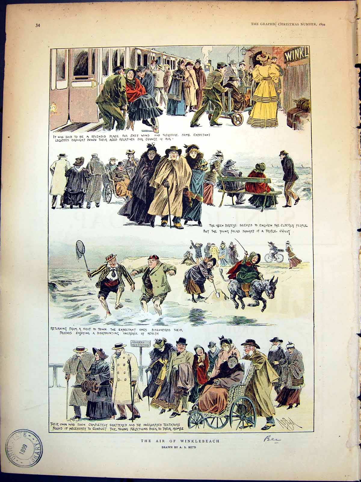 Antique Print Air Winklebeach As Boyd Breeze Enlivened Elderly Young C1894 19th