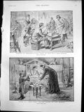 Antique Old Print Preparations Christmas France Christmas French Church 1894