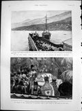 Old Print Czars Funeral Depart Yalta Ship Sevastopol Service Coffin 1894 19th
