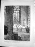 Original Old Antique Print Tombs Czars Interior Cathedral St Peter St Paul 1894