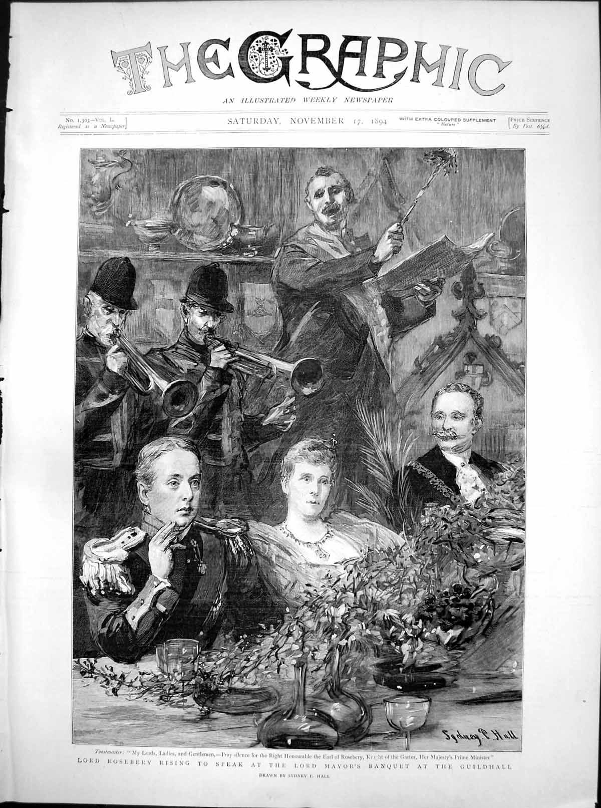Antique Print Lord Rosebery Rising Speak Lord Mayors Banquet Guildhall 1894