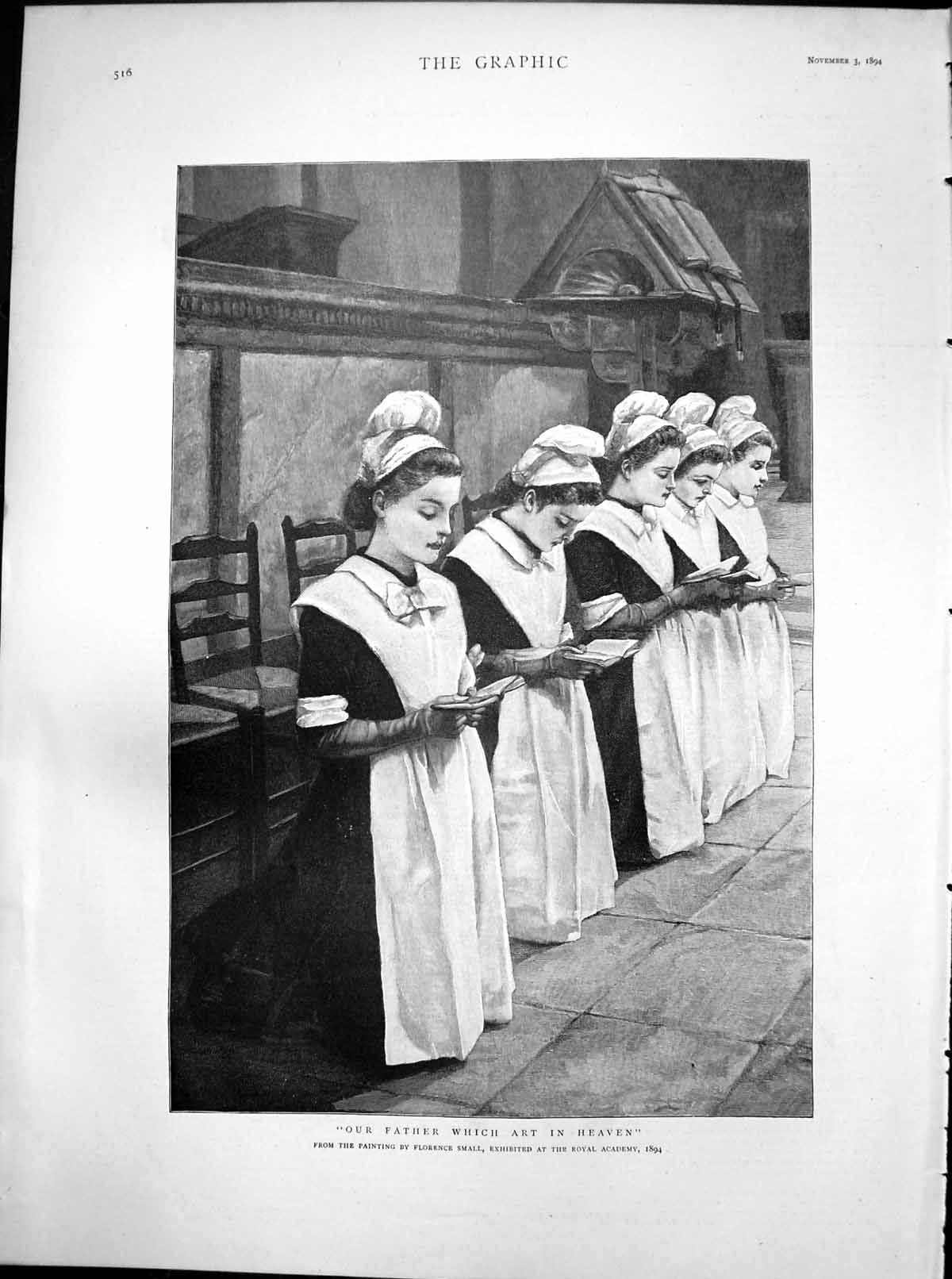 Antique Old Print Our Father Which Art In Heaven Florence Small Preying 1894