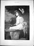 Old Antique Print Daughter Eve E Patry Royal Academy Girl Curls Hat 1894 19th