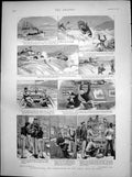 Antique Old Print Investigating Composition Great Wall China Hms Turtle 1894