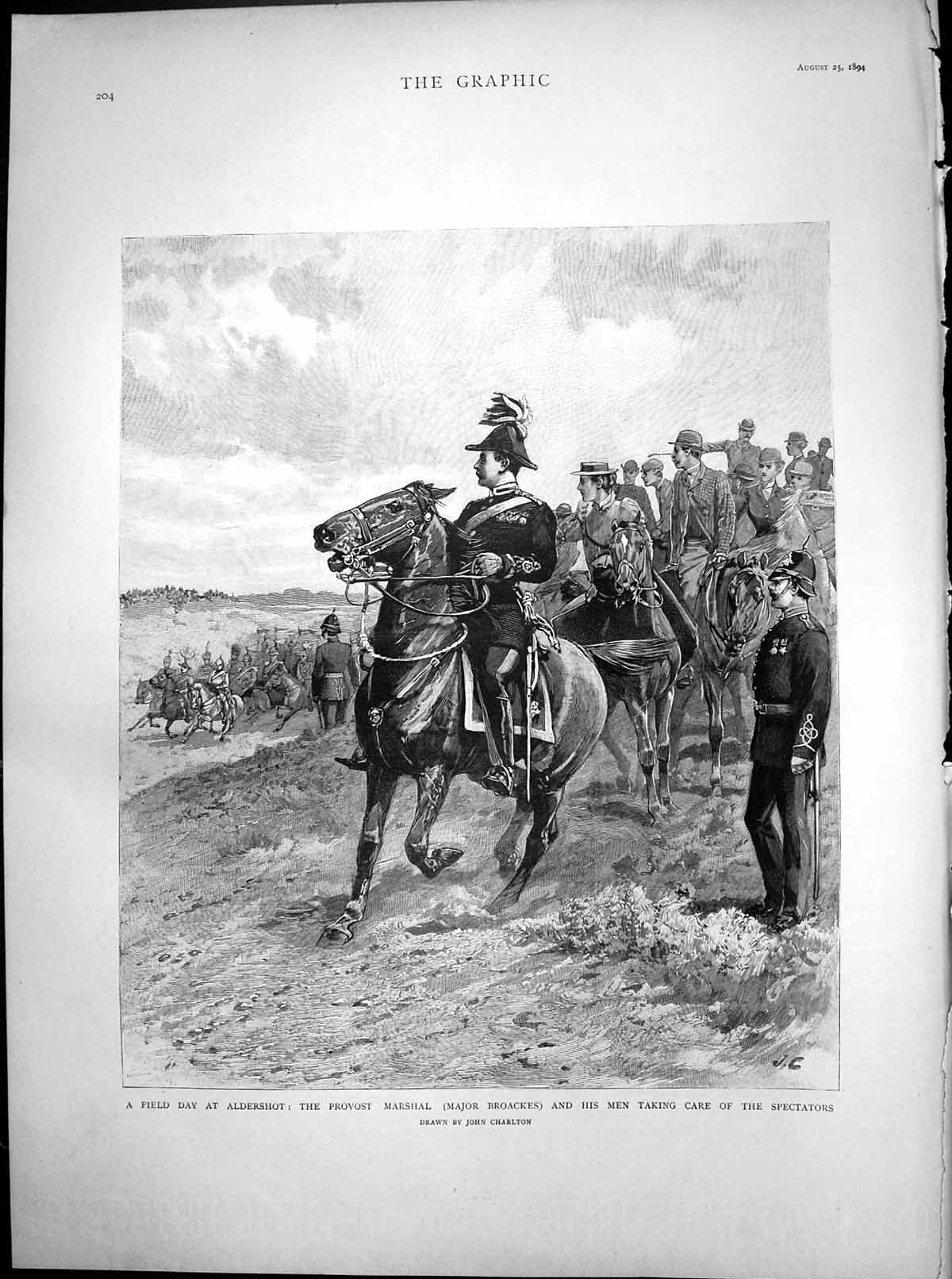 Old Print Field Day Aldershot Provost Marshal Taking Care Spectators1894 19th
