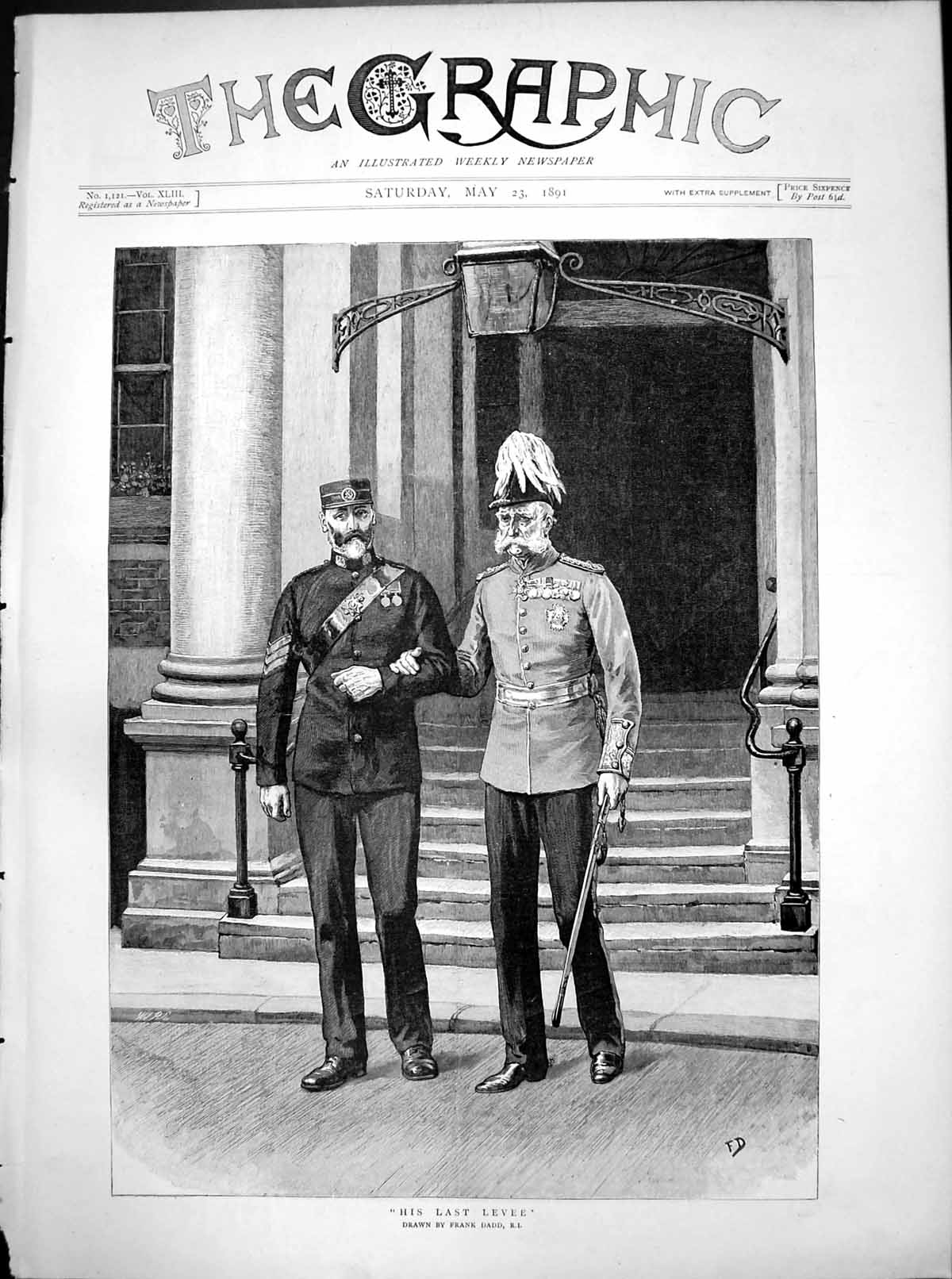 Original Old Antique Print His Last Levee Frank Dadd Sier Arm Younger Sier 1891
