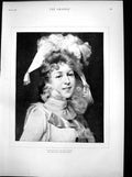 Old Antique Print Pierrette Incroyable Ethel Wright Young Woman Hat 1891 19th