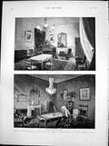 Old Antique Print Queens Visit Grasse Royal Apartments Grand Hotel 1891 19th
