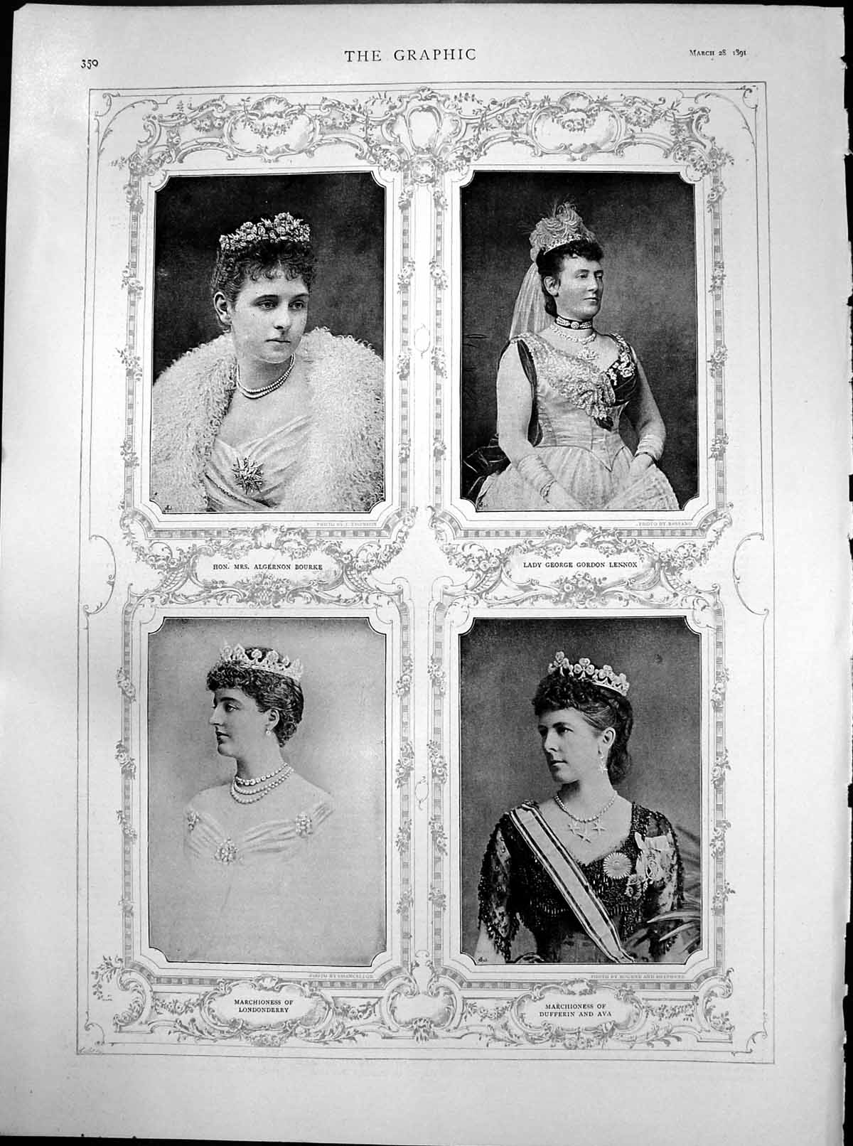 Antique Print Mrs A Bourke Lady George Lennox Marchioness Londonderry 1891 19th