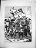 Original Old Antique Print Bouncing Canada Memeber Montreal Snow Shoe Club 1891