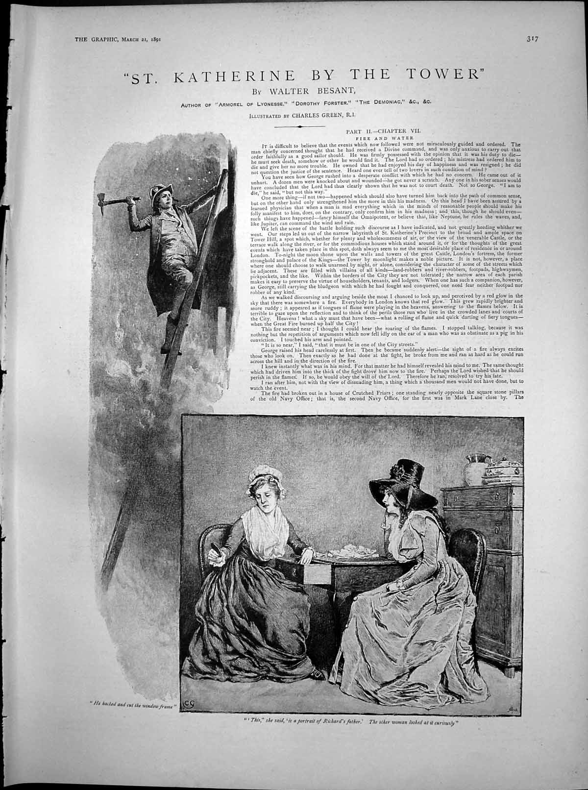 Antique Old Print St Katherine By Tower Hacked Window Richards Father 1891 19th