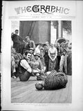 Original Old Antique Print Bound Australia Orient Liner Gamecocks Match 1891