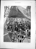 Old Print Queens Visit Portsmouth Her Majesty Naming Royal Sovereign1891 19th