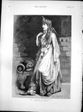 Original Old Antique Print Mrs Langtry As Cleopatra Lance Calkin 1891 Victorian
