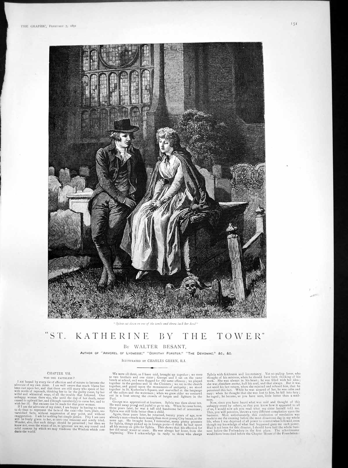 Antique Print St Katherine By Tower Charles Green Sylvia Man Sat Tomb 1891 19th