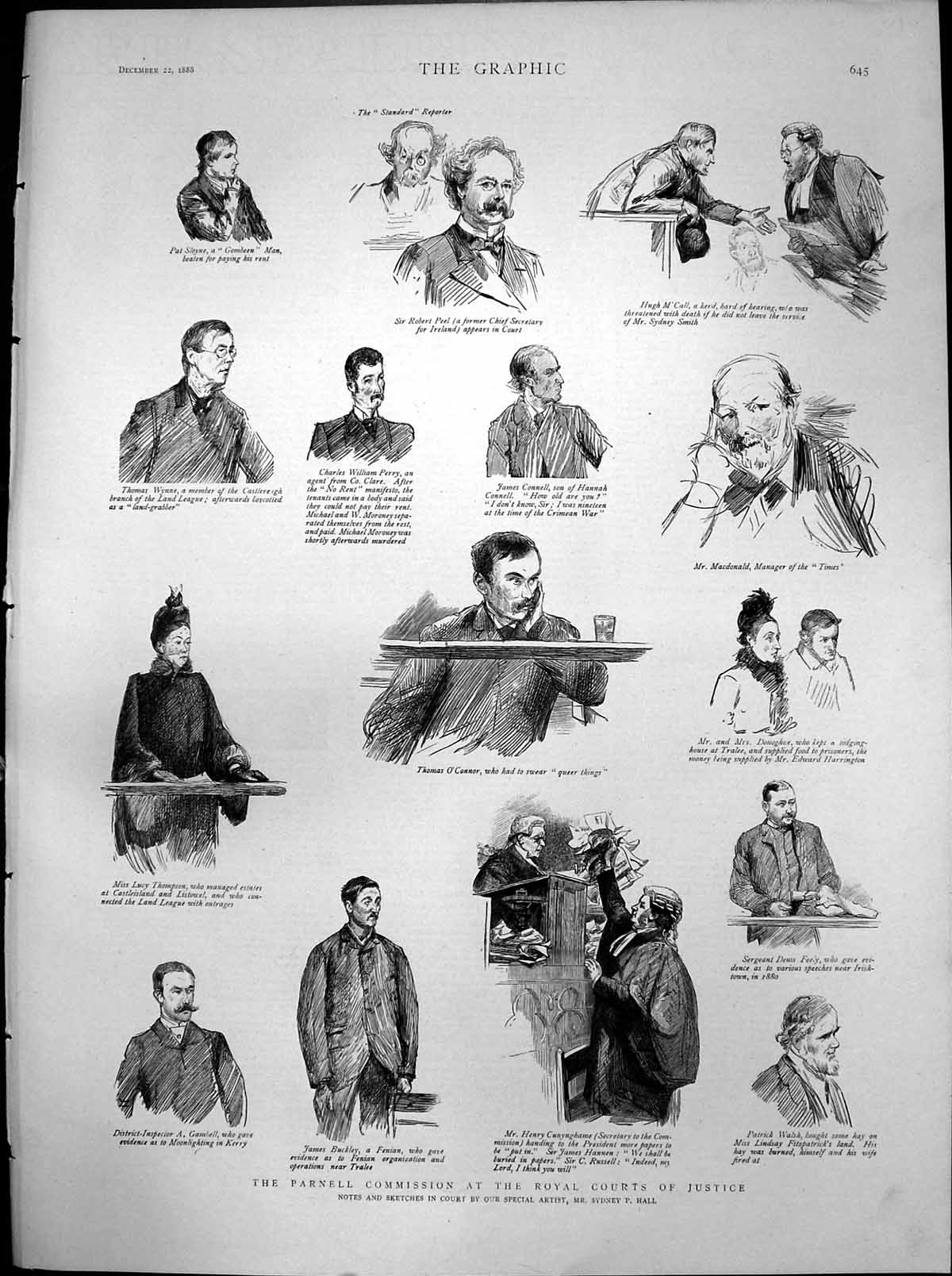 Antique Old Print Parnell Commission Royal Courts Justice Robert Peel 1888 19th