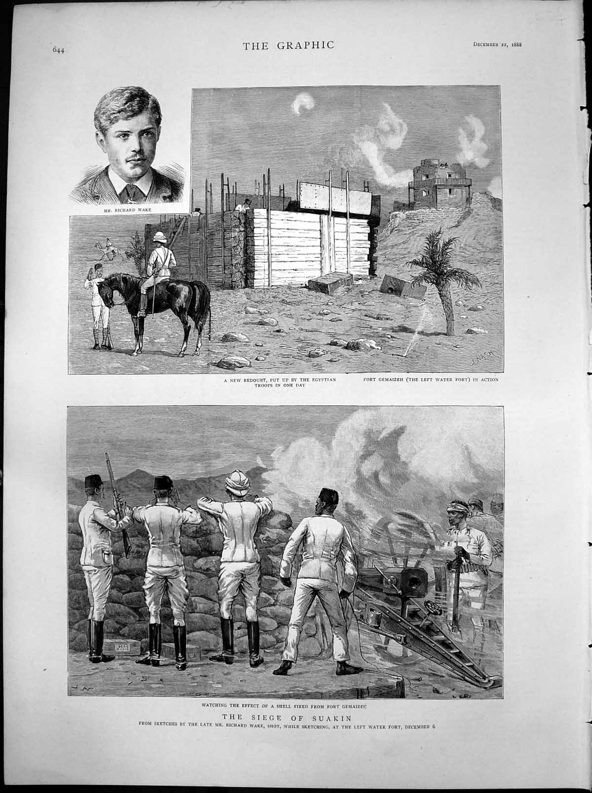Old Siege Suakin Shell Fired Fort Gemaizeh Richard Wake Redoubt 1888 Victorian