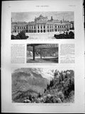 Old Antique Print New Burg Theatre Vienna Black Mountain Expedition 1888 19th
