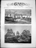 Antique Old Print British Navy Abroad Australian Squadron China Squadron 1888