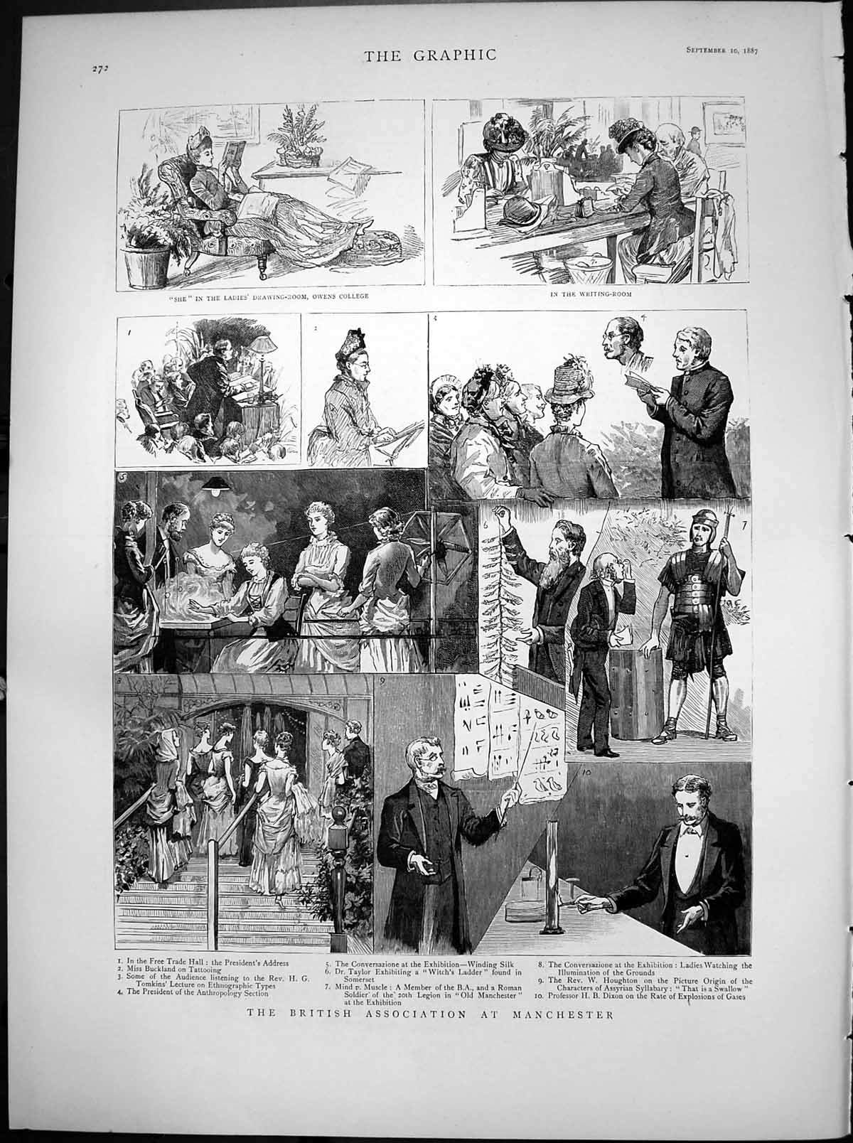 Old Antique Print British Association Manchester Presidents Address 1887 19th