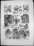 Antique Old Print Days Sketching Field Naturalists Cow Hedgehog Rains 1887 19th