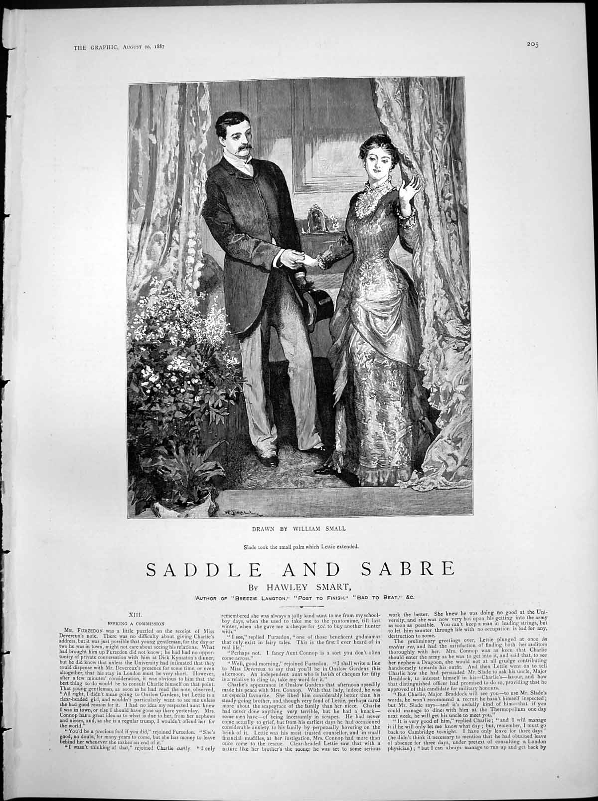 Old Antique Print Saddle Sabre William Small Slade Hing Letties Hand 1887 19th