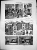 Antique Old Print Prince Wales Portsmouth Sailors Home Plas Mawr Conway 1887