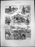 Antique Old Print With Texas Cow Boys Mexican Shearers Prairies Kitchen 1887