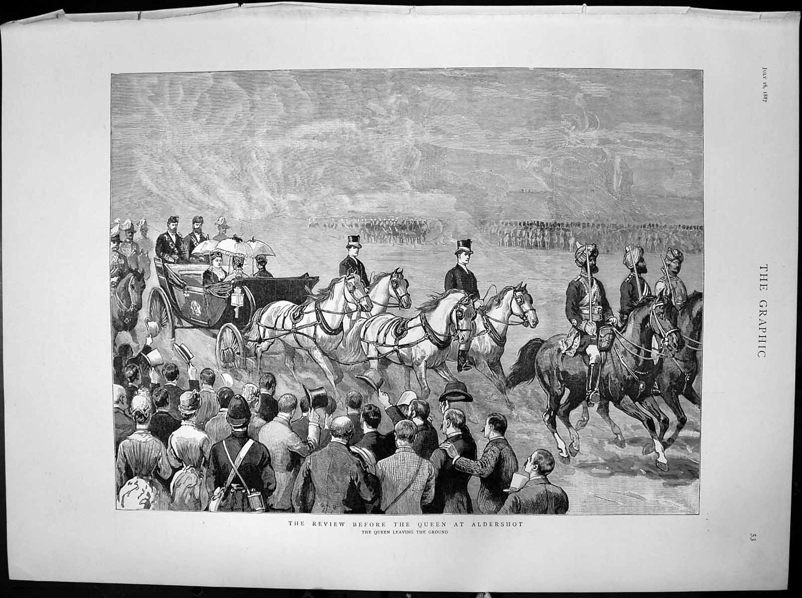 Old Antique Print Review Before Queen Aldershot Queen Leaving Ground 1887 19th