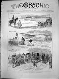Antique Old Print Review Before Queen Aldershot View 60000 Men Pavilion 1887