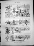 Antique Old Print Rotten Row Simla Cloth Merchant Camel Riding Madrassee 1887