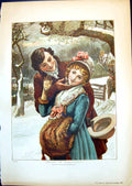 Antique Old Print Seizing An Opportunity William Small Couple Snow Kiss 1887