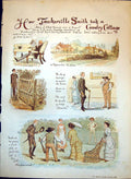 Antique Old Print Tankerville Smith Country Cottage Arrives House Garden 1883