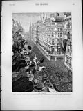 Antique Old Print Bright Jubilee Birmingham Procession Along New Street 1883