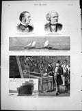 Antique Old Print Launch Hms Calypso Chatham Lively Wrecked Stornoway 1883 19th