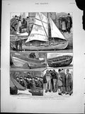 Old Antique Print Fisheries Exhibition South Kensington Fisher Girls 1883 19th